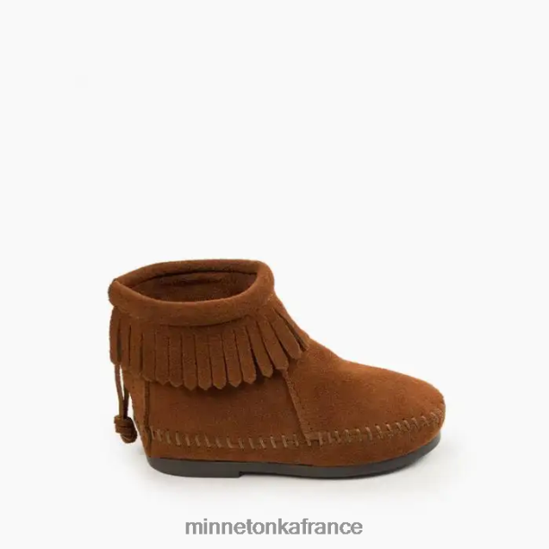 botte à semelle rigide et fermeture éclair à l'arrière enfants Minnetonka brun 6N6FP469 chaussure