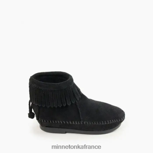 botte à semelle rigide et fermeture éclair à l'arrière enfants Minnetonka noir 6N6FP468 chaussure