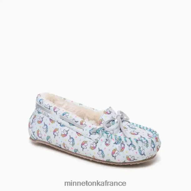 licorne moc enfants Minnetonka imprimé licorne bleue 6N6FP510 chaussure