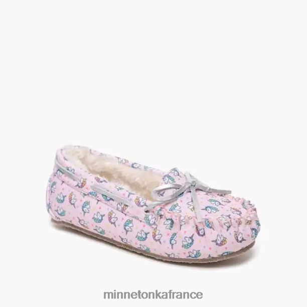 licorne moc enfants Minnetonka imprimé licorne rose 6N6FP511 chaussure
