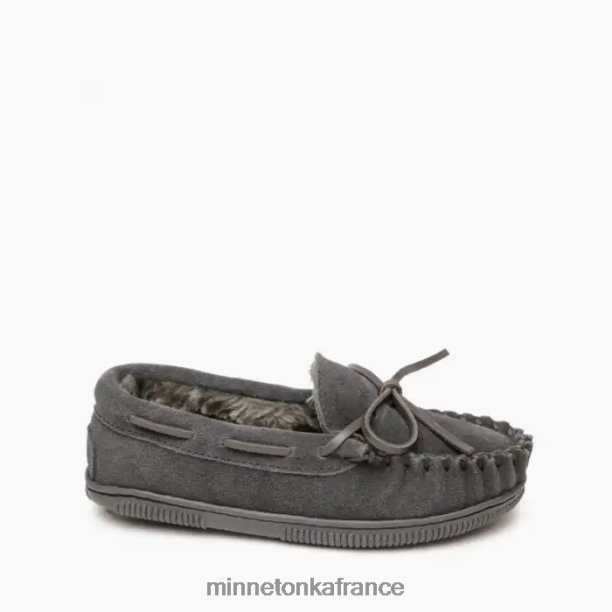 semelle rigide doublée de poils enfants Minnetonka charbon 6N6FP498 chaussure