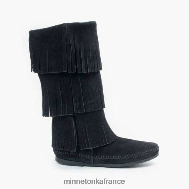 Botte à franges 3 épaisseurs femmes Minnetonka noir 6N6FP1 chaussure