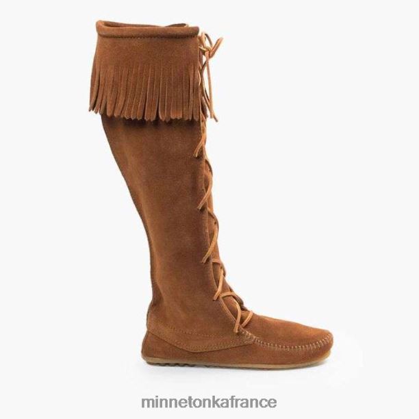 botte haute à lacets sur le devant femmes Minnetonka brun 6N6FP25 chaussure