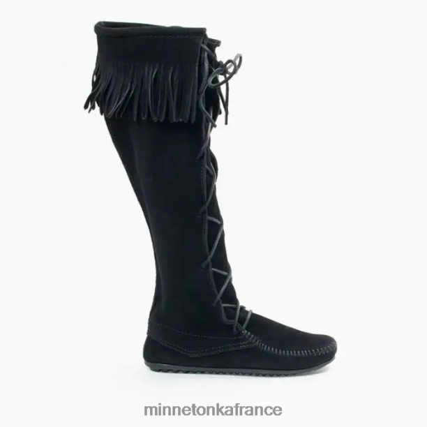 botte haute à lacets sur le devant femmes Minnetonka noir 6N6FP24 chaussure