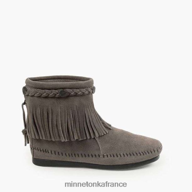 botte montante zippée à l'arrière femmes Minnetonka gris 6N6FP12 chaussure