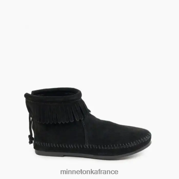 botte à semelle rigide et fermeture éclair à l'arrière femmes Minnetonka noir 6N6FP5 chaussure