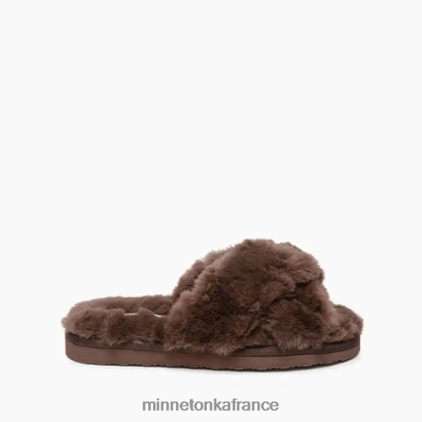 bande croisée en peluche femmes Minnetonka cacao 6N6FP301 chaussure