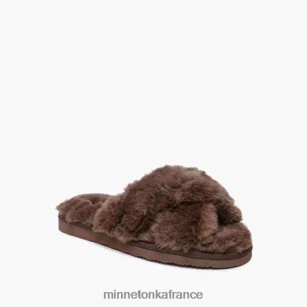 bande croisée en peluche femmes Minnetonka cacao 6N6FP301 chaussure