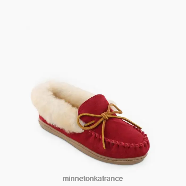 moc alpin en peau de mouton femmes Minnetonka rouge 6N6FP228 chaussure