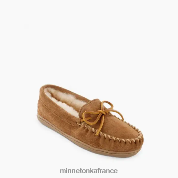 moc à semelle rigide en peau de mouton femmes Minnetonka bronzage doré 6N6FP220 chaussure