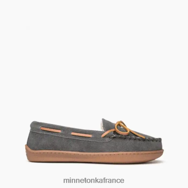 semelle rigide doublée de poils femmes Minnetonka charbon 6N6FP216 chaussure