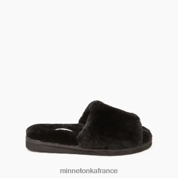 toboggan ouvert en peau de mouton femmes Minnetonka noir 6N6FP258 chaussure
