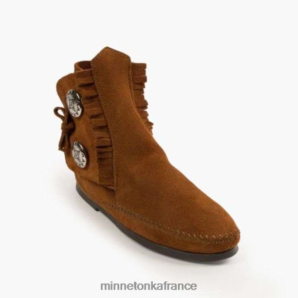 botte à semelle rigide à deux boutons Hommes Minnetonka brun 6N6FP442 chaussure