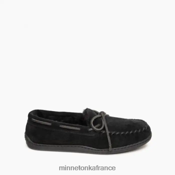 moc à semelle rigide en peau de mouton Hommes Minnetonka noir 6N6FP401 chaussure