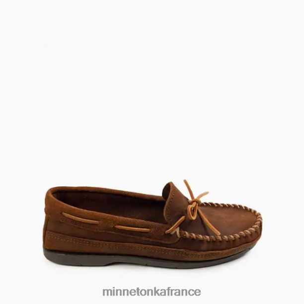 moc à semelle rigide essentiel Hommes Minnetonka collerette brune 6N6FP339 chaussure