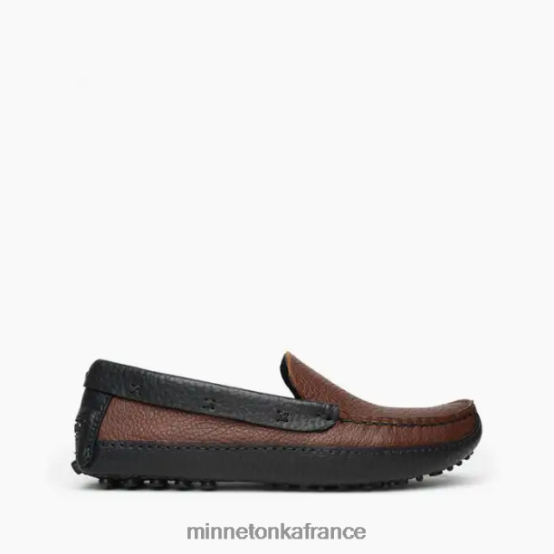 p.w. mocassin de conduite Hommes Minnetonka dessus marron et dessous noir 6N6FP386 chaussure